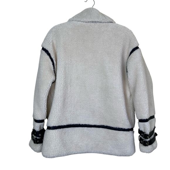 Copperose /Nasty Gal/ S-M Teddy Faux-Sherpa Aviator Jacket W Contrast Piping - Picture 9 of 16